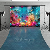 Aperturee - Aperturee Colorful Rainbow Christmas Sweep Backdrop Funky and Vibrant with Neon Lights Modern Holiday Photo Floor Drop